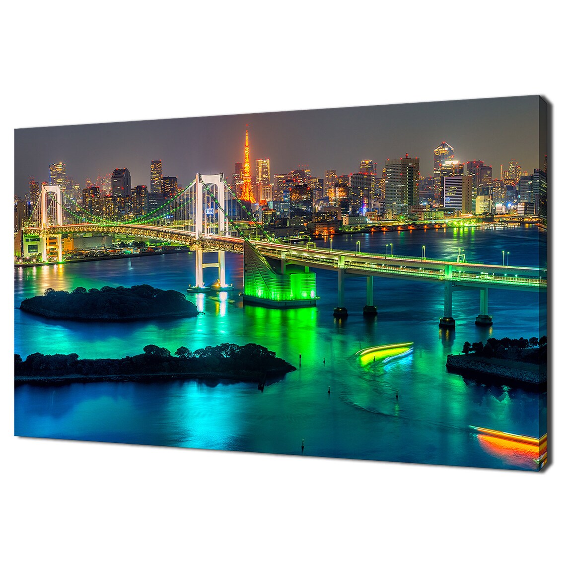 Tokyo Skyline With Tokyo Tower and Rainbow Bridge