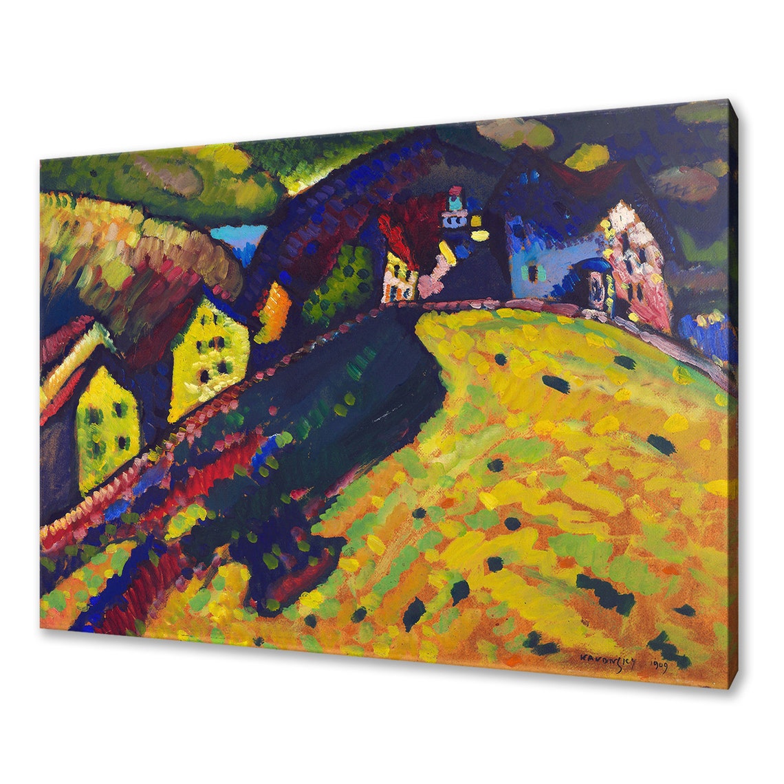 Wassily Kandinsky Houses At Murnau 1909 Classic Design Abstract Decor Reproduction Print Wall Art