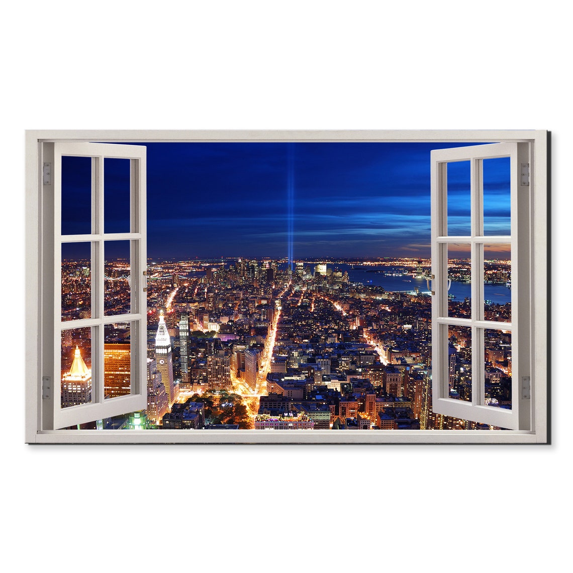 New York Manhattan At Night Aerial City Lights Window View Poster