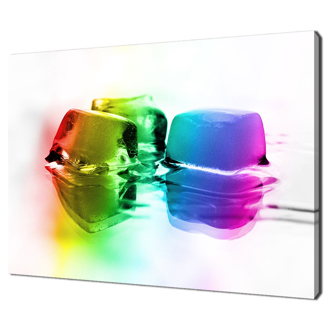 Colourful Rainbow Melting Ice Cubes Kitchen Modern Design Home Decor Print Wall Art Picture