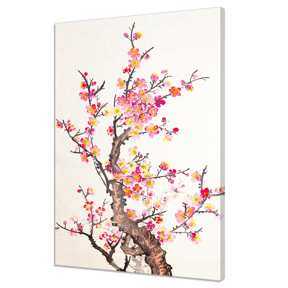 Traditional Chinese Plum Blossom Tree Ink Watercolor Floral Art Poster