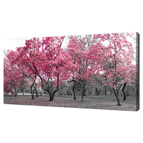 Forest Landscape Park With Pink Trees Modern Design Home Decor Print Wall Art Picture