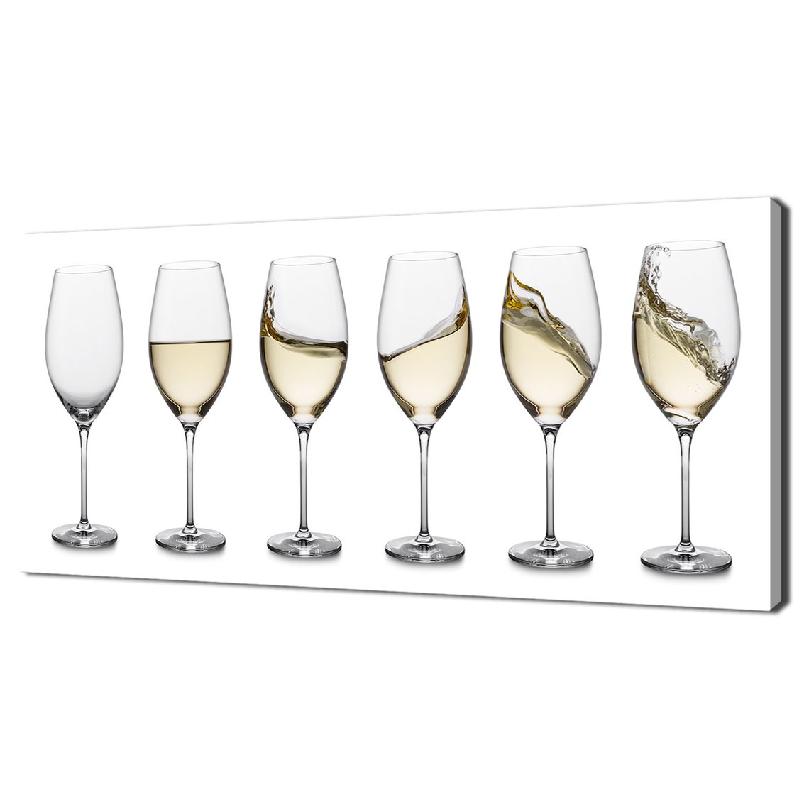 Six White Wine Glasses With Swirling Wine Motion Modern Kitchen Poster