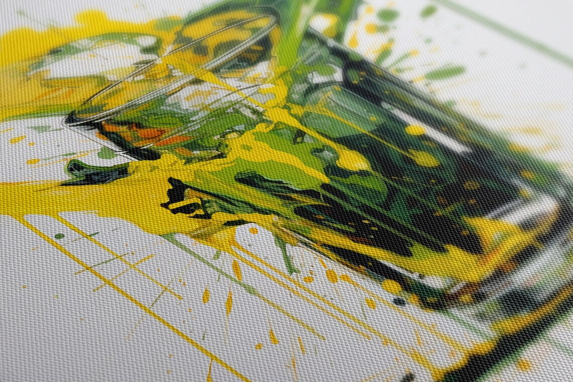 Abstract Paint Splash Cocktail Glass Yellow Green Kitchen Art Print - Image 4