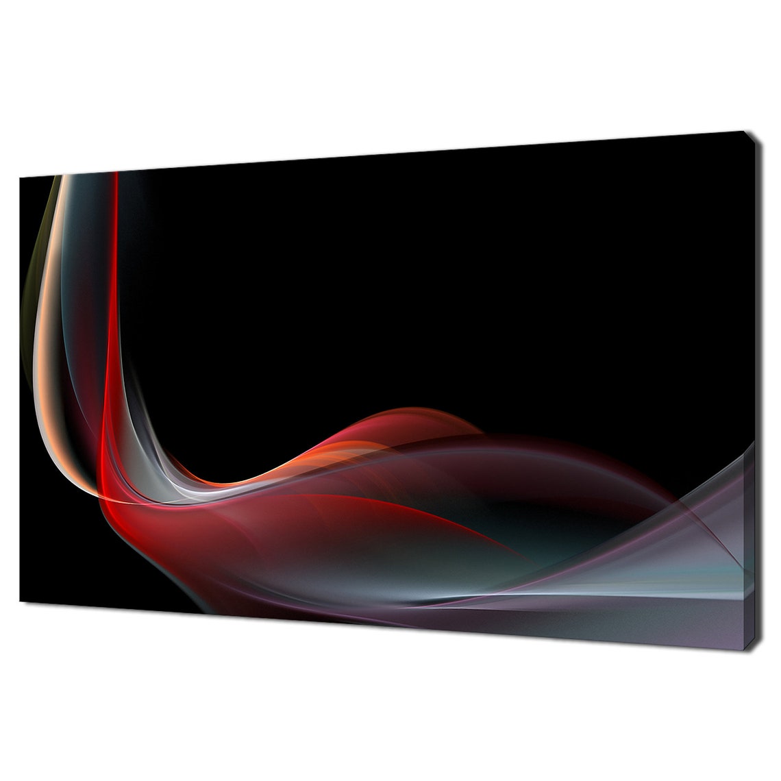 Red Black Abstract Flowing Waves Dark Background Modern Art Poster