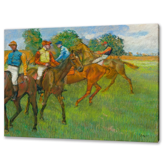 Edgar Degas Before The Race Jockeys Pastel Impressionist Wall Art Poster