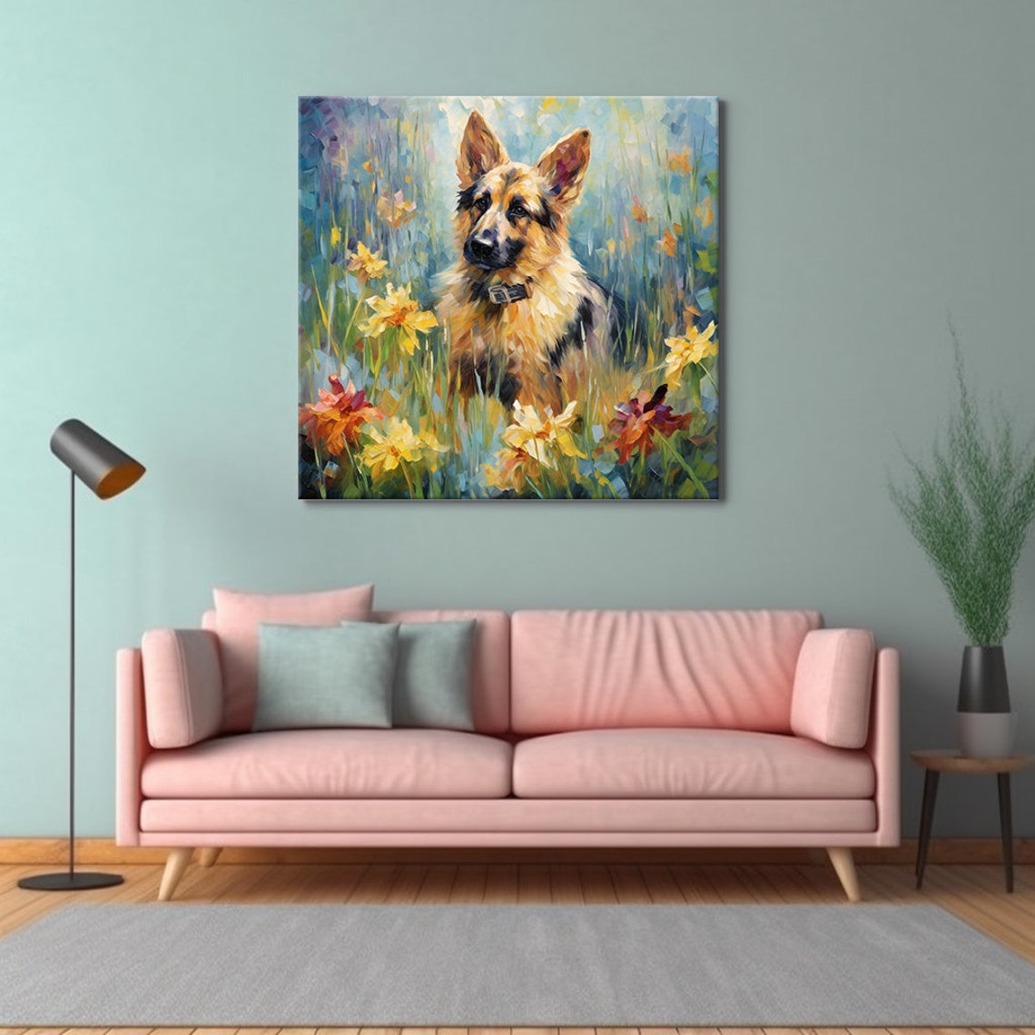 German Shepherd Dog Portrait In A Summer Flower Meadow Poster - Image 4