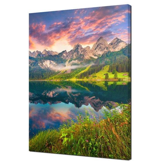 Colorful Summer Sunrise Mountains Landscape Art Print