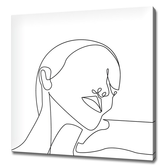 Sexy One Line Drawing Of Womans Face Minimalism Decor Print Wall Art Picture