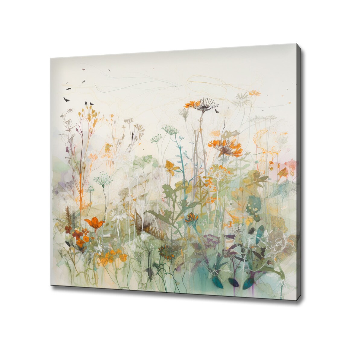 Wild Flowers Field, Modern Floral Design Art Print