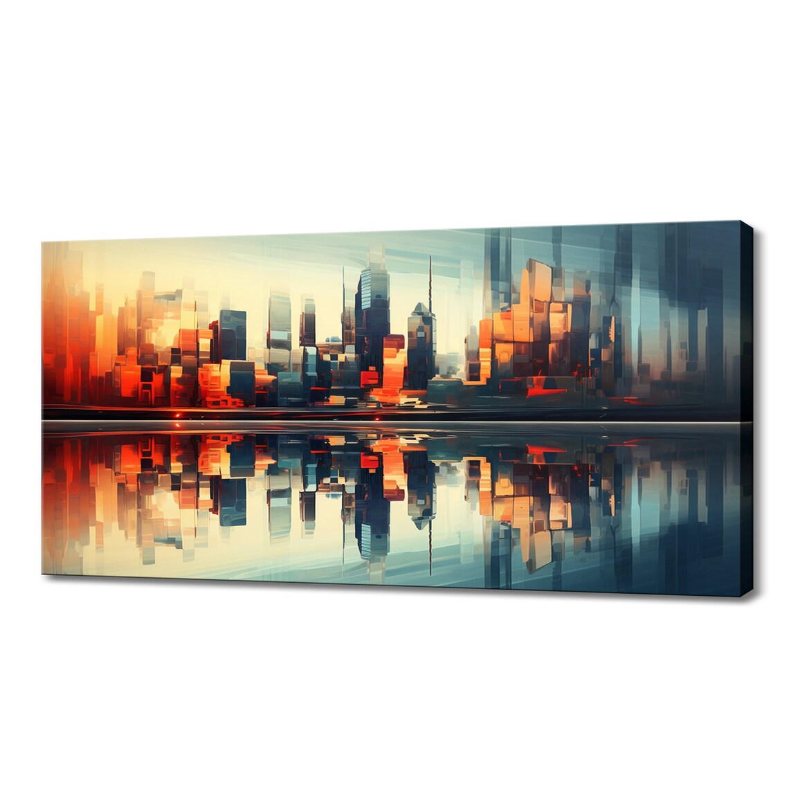 Warsaw Poland Abstract Modern Skyline Sunset Reflection Travel Poster