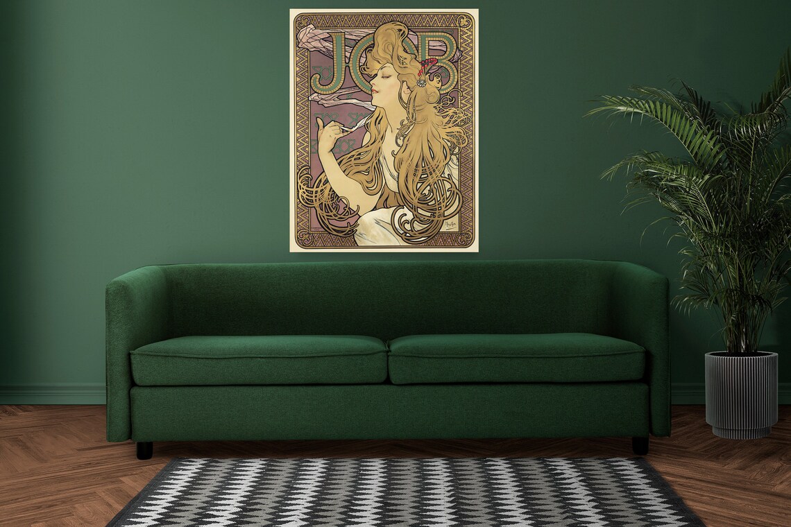Alphonse Mucha Job 1896 Art Nouveau Classic Vintage Advertising Poster - Image 2