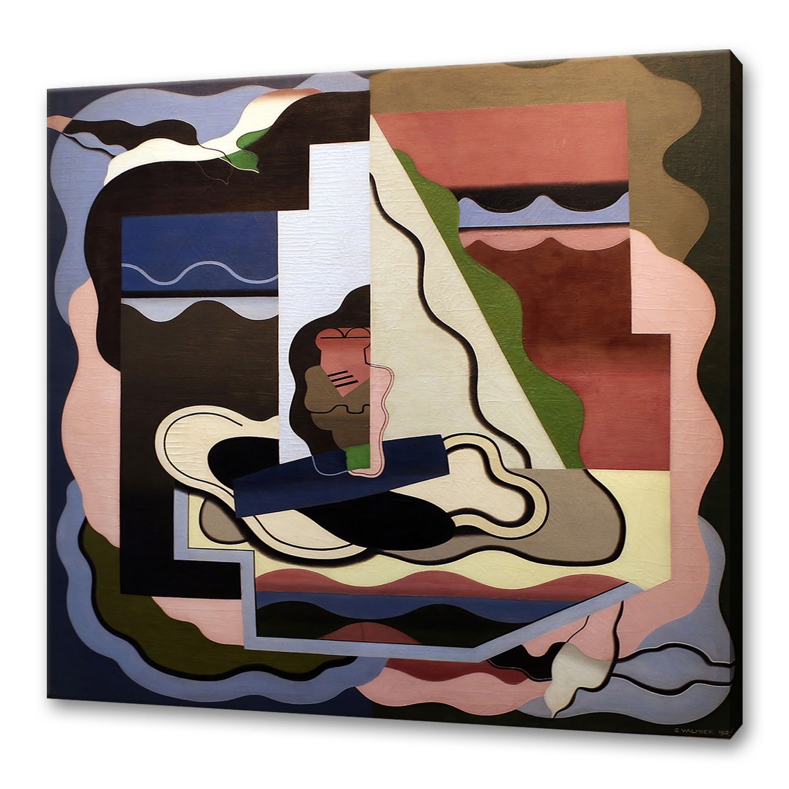 Georges Valmier 1929 La Marina Cubist Seascape Modern Abstract Art