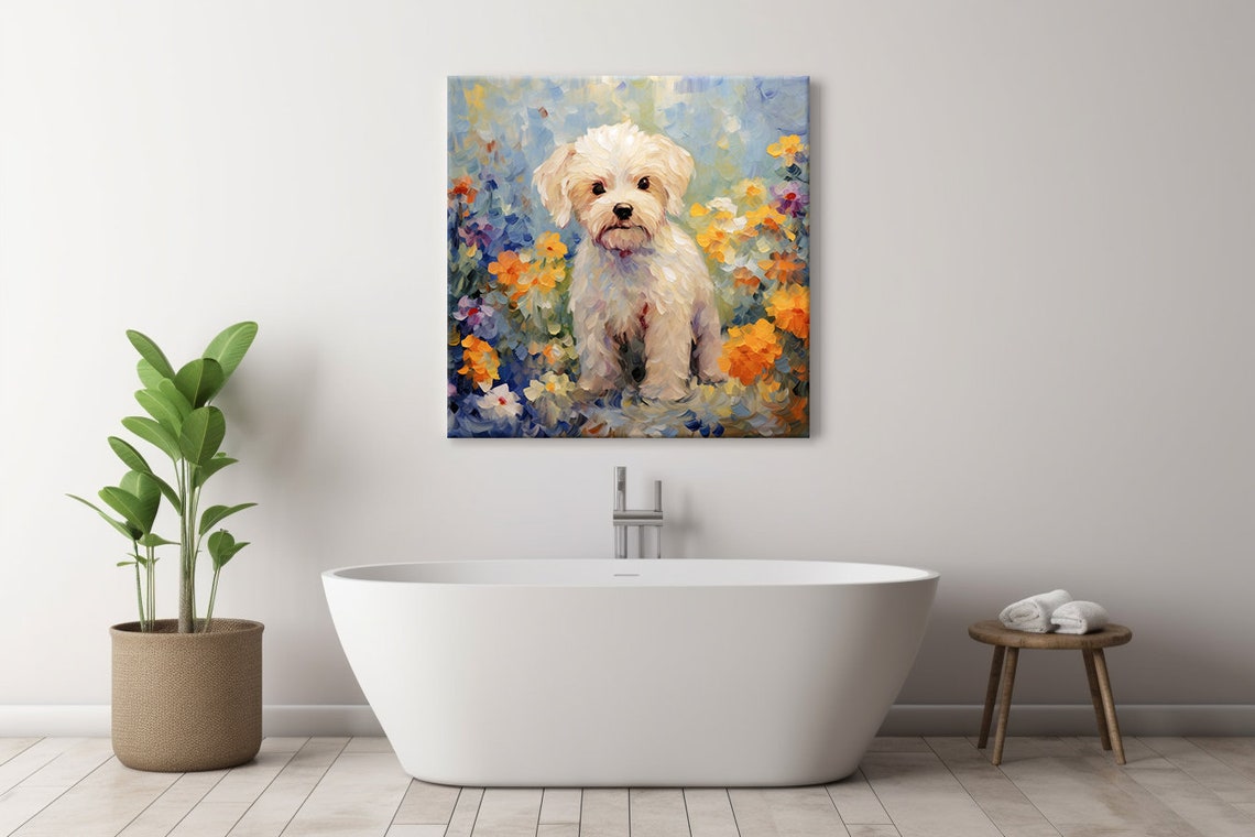 Cute Maltipoo Puppy Animal Print Gift For Maltipoo Dog Lover Colourful Dog Portrait Painting Print Dog Pet Wall Art - Image 3