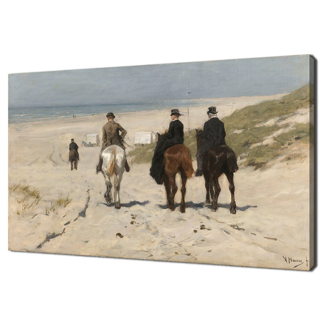 Morning Horse Ride Along the Beach, Vintage Art Print