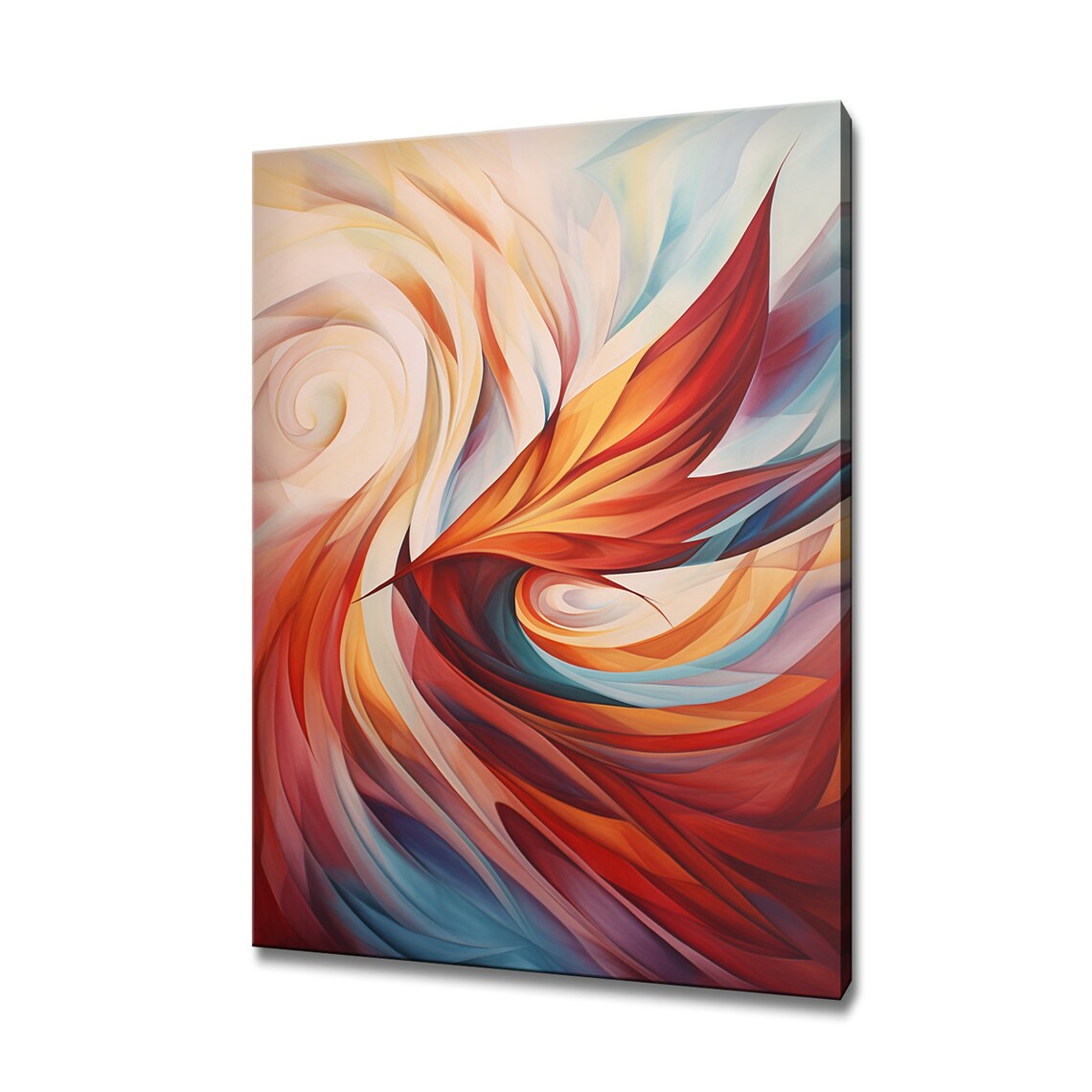 Abstract Swirls Painting In Red Orange Blue Flowing Modern Art Poster