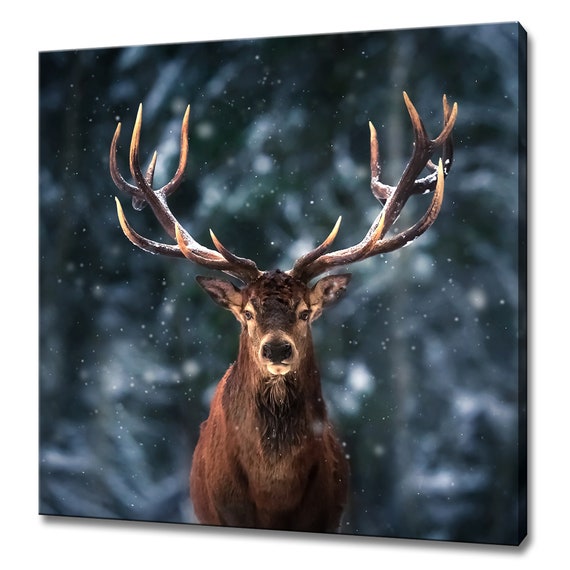 Stag In Winter Forest, Modern Design Art Print