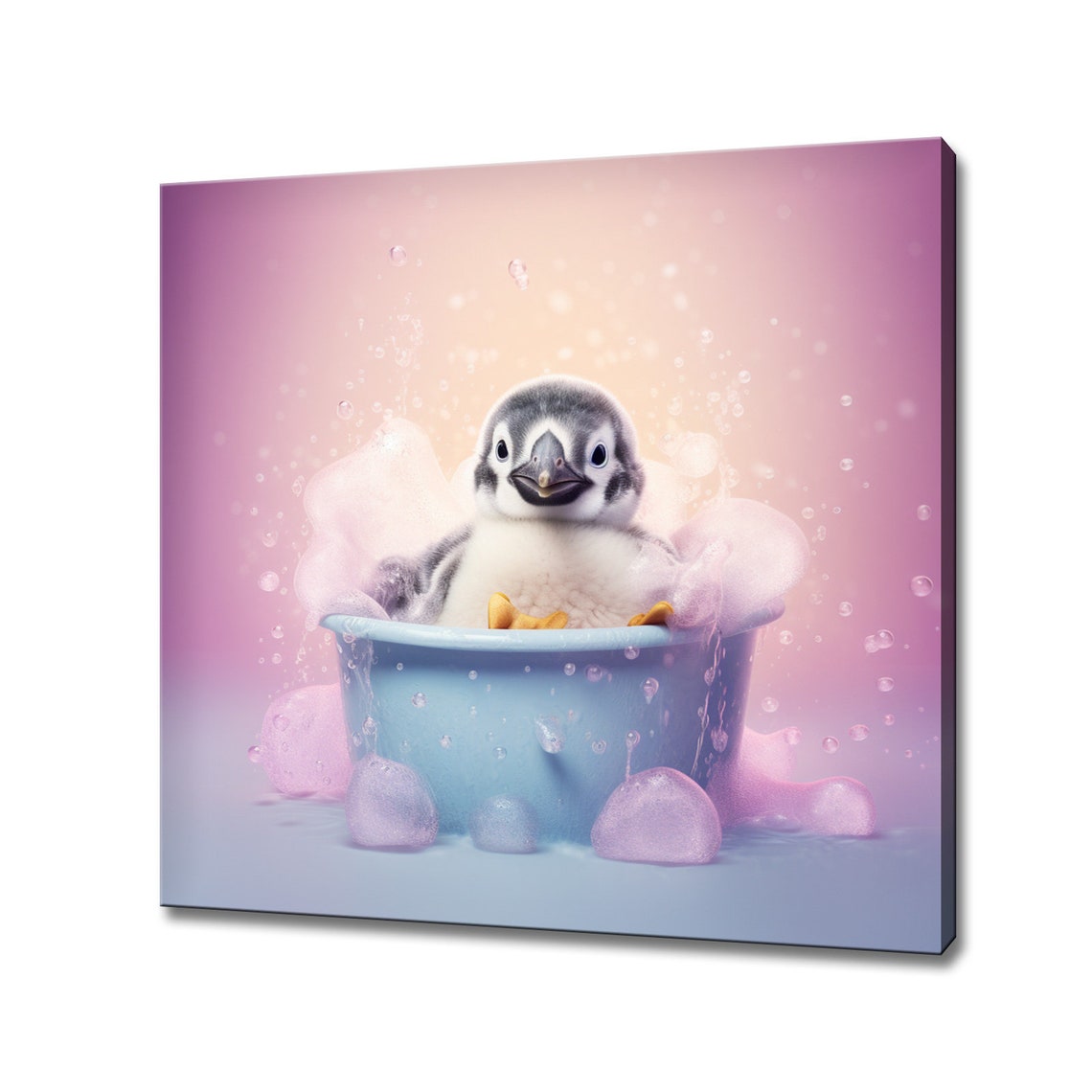 Sweet Baby Penguin Foamy Bubble Bath Pastel Pink Animal Print
