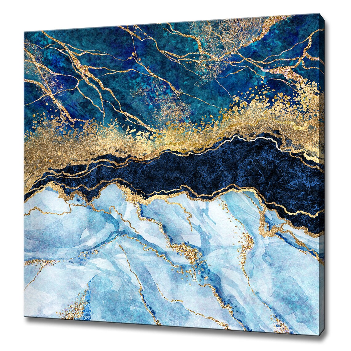 Blue Gold Marble Stone Texture, Modern Art Print
