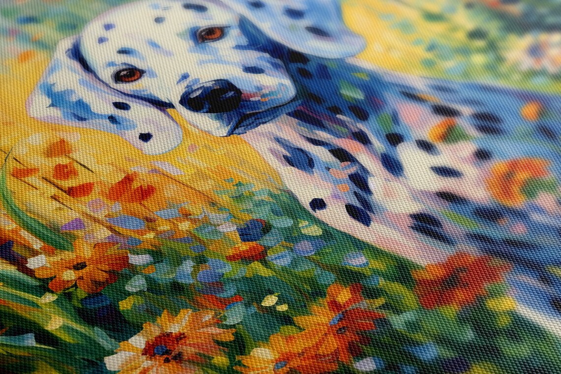 Dalmatian Puppy in Wildflower Meadow Colorful Dog Portrait Print - Image 4