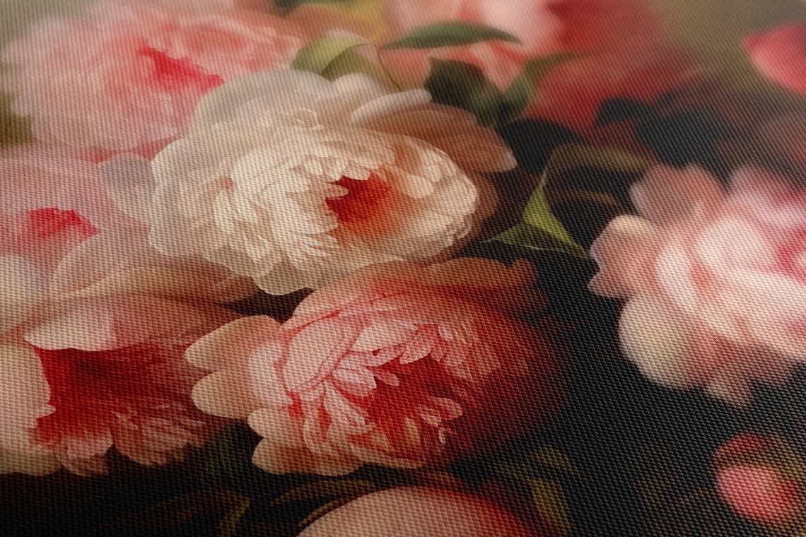 Pink And White Peony Bouquet Vintage Botanical Floral Art Print - Image 4