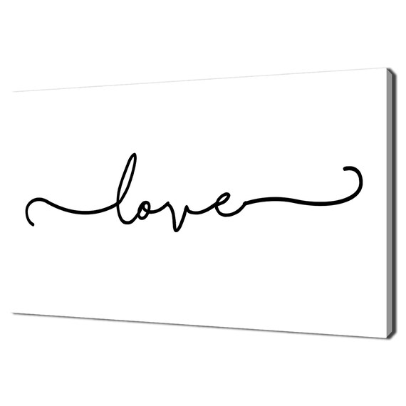Love Typography Handwritten Black And White Minimalism Modern Design Print Wall Art Picture