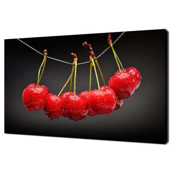 Red Cherries Fruits Hanging On The String Kitchen Modern Design Home Decor Print Wall Art Picture Wall Hanging