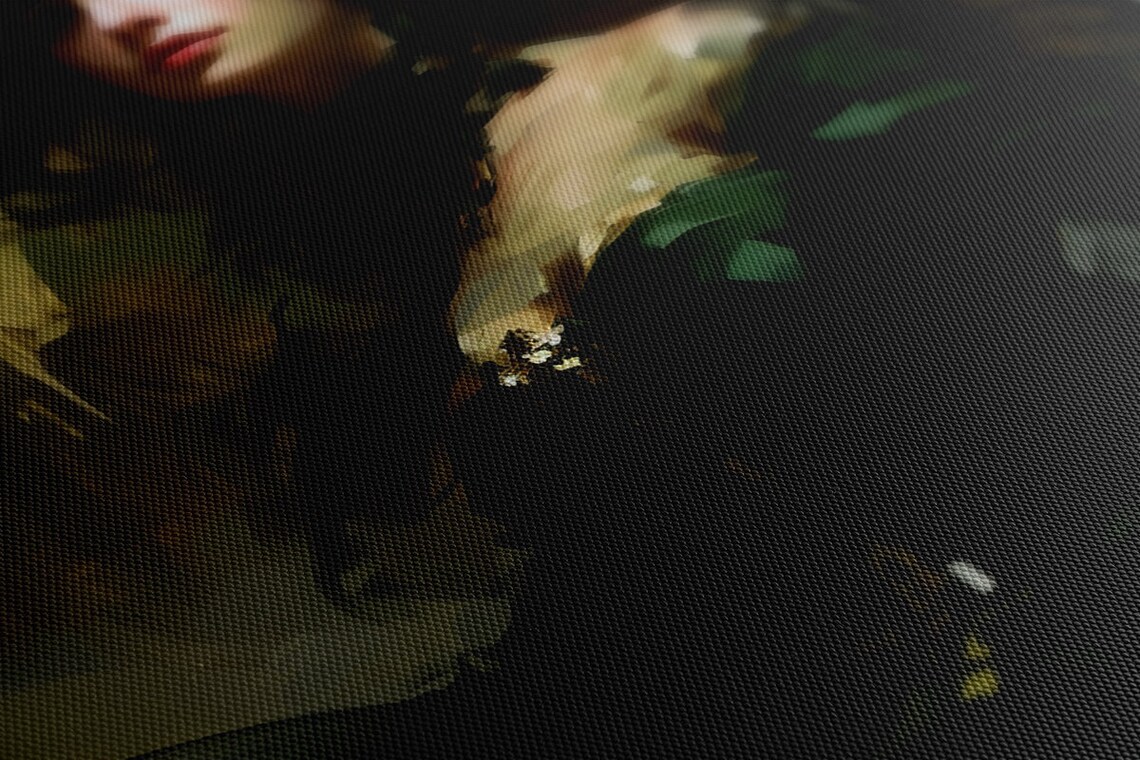 Elegant Lady In Dark Green Baroque Ball Gown Moody Oil Painting Poster - Image 2