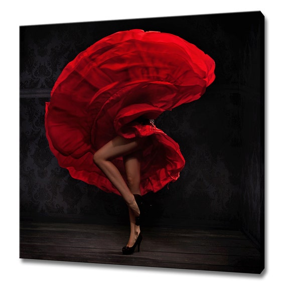 Beautiful Flamenco Dancer In Red Dress Fashion Modern Design Print Wall Art Picture