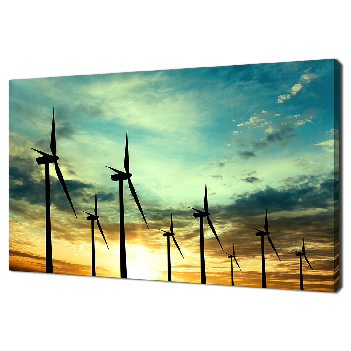 Wind Turbines Farm At Sunset Landscape Modern Design Home Decor Print Wall Art Picture Wall Hanging