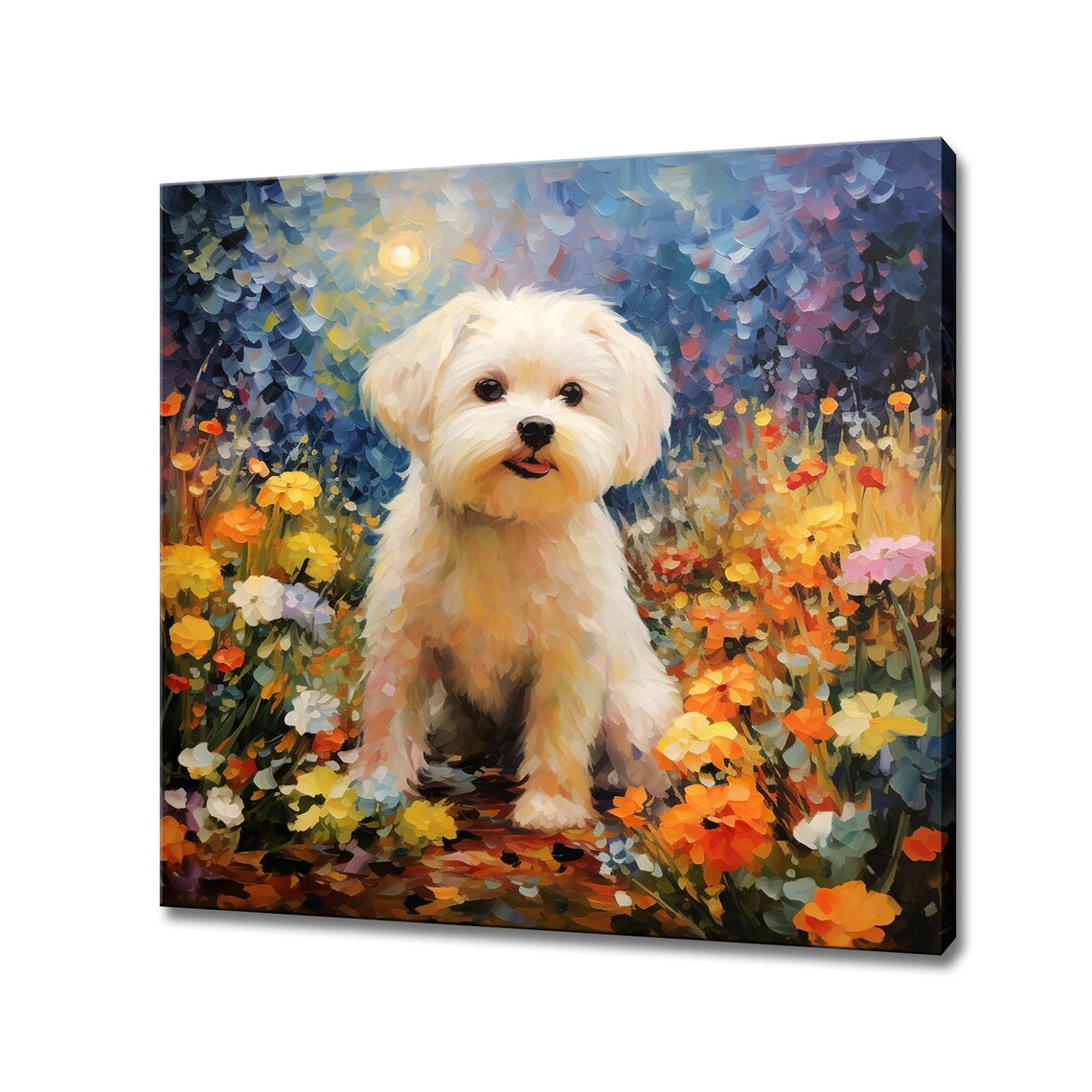 Maltese Puppy Dog Portrait Art Print for Dog Lovers