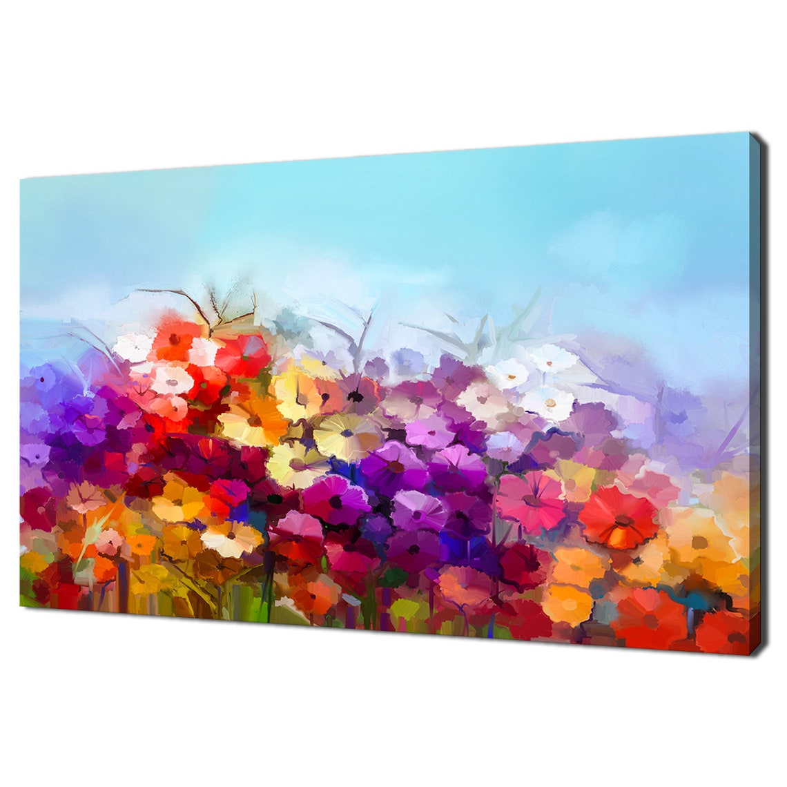 Colorful Spring Wildflowers Field Impressionist Bloom Painting Poster