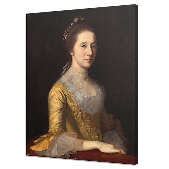 Lady In Golden Dress With Pearls Antique Baroque Portrait Poster