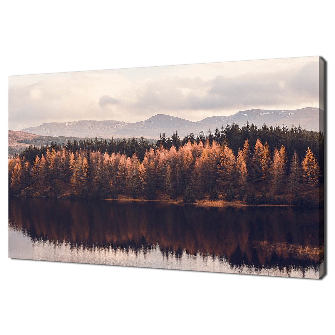 Highlands Scottish Landscape Forest Lake Modern Design Print Wall Art Picture