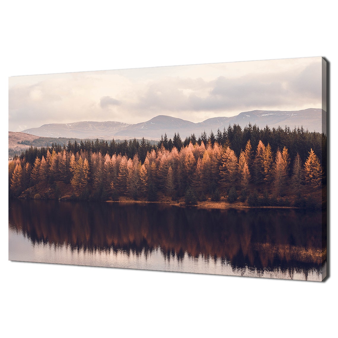 Scottish Highlands Autumn Forest Lake Mirror Reflection Travel Poster