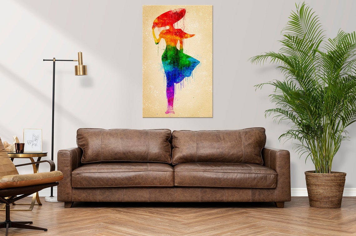 Elegant Lady In Hat Colourful Rainbow Watercolour Modern Design Home Decor Print Wall Art Picture - Image 2