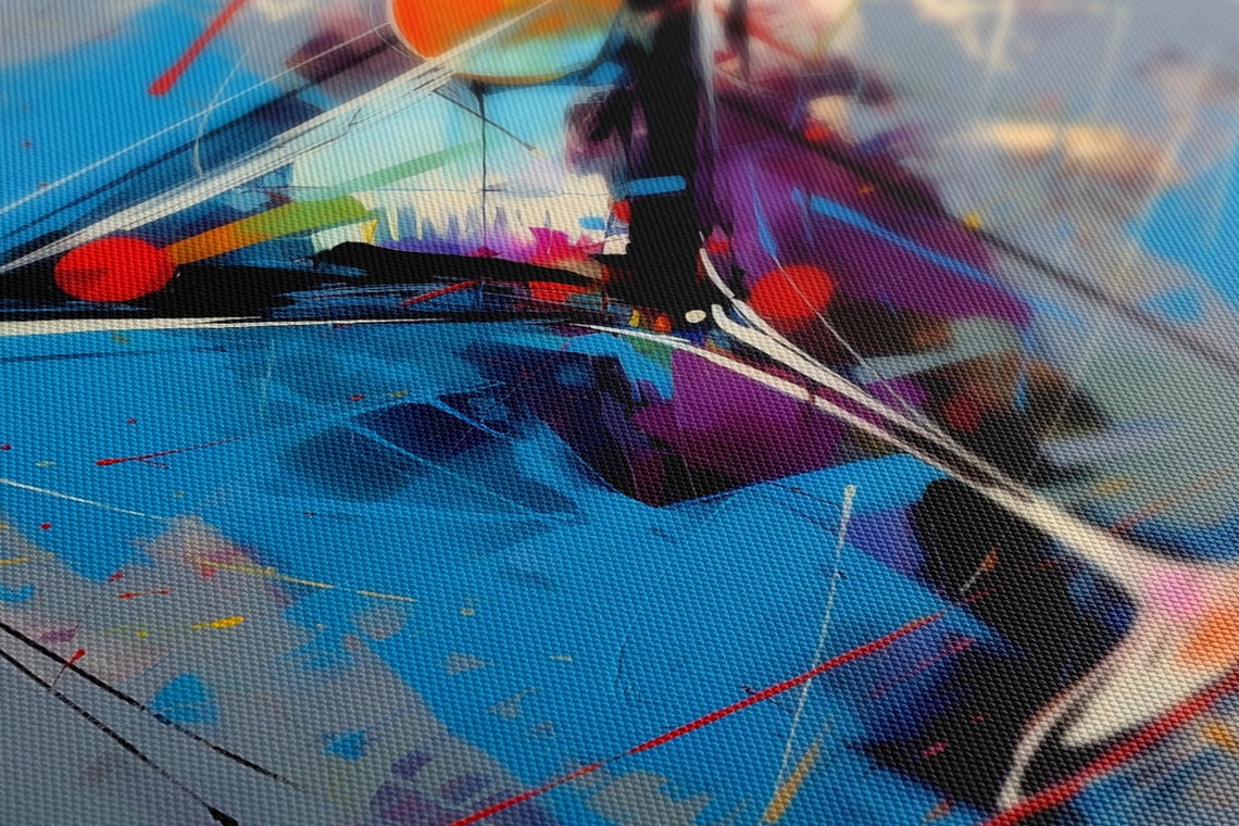 Abstract Martini Glass Olive Blue Red Modern Bar Art Painting Poster - Image 4