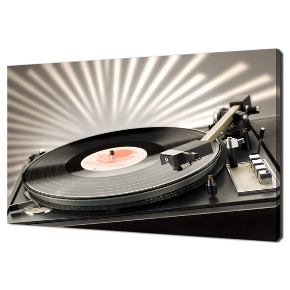 Vintage Vinyl Record Turntable Player Close Up Retro Music Poster