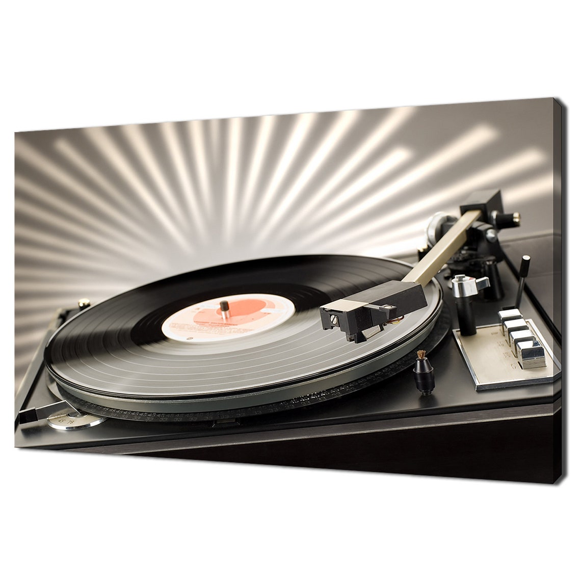 Vintage Vinyl Record Turntable Player Close Up Retro Music Poster