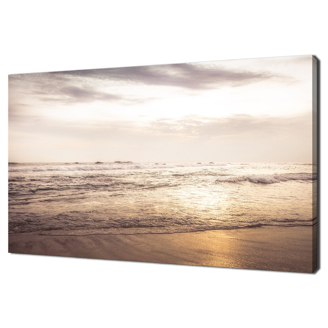 Sea Beach Surfing Waves Sunset Seascape Art Print