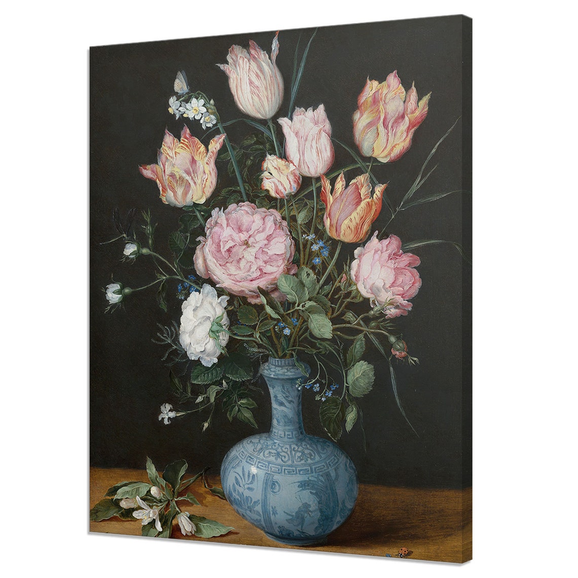 Flowers In A Wan Li Vase 1610 Antique Victorian Floral Fine Art Vintage Oil Painting Print Dark Moody Floral Art 16th Century Art