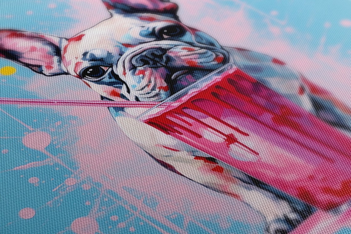 French Bulldog With Pink Milkshake Pop Art Animal Wall Print - Image 4