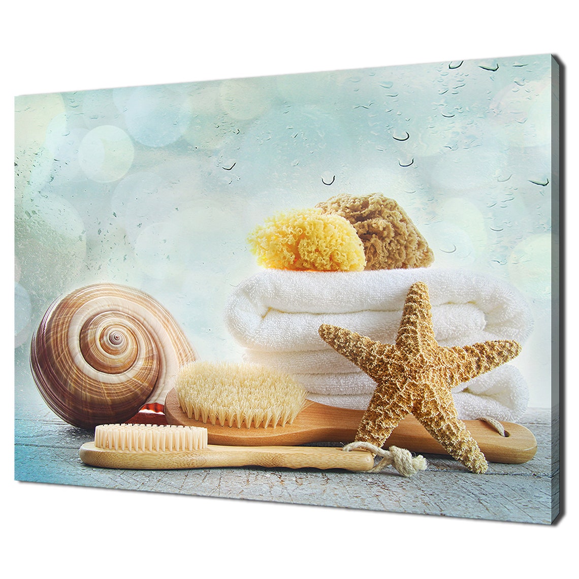 Beach Spa Still Life Towels Brushes Starfish Bathroom Wall Print