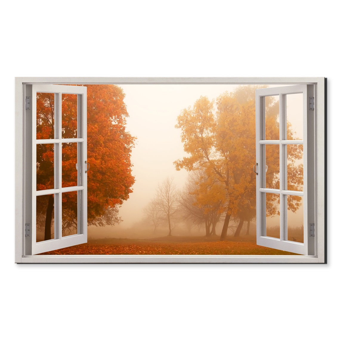Misty Autumn Forest Foggy Morning Window View Nature Wall Art Poster