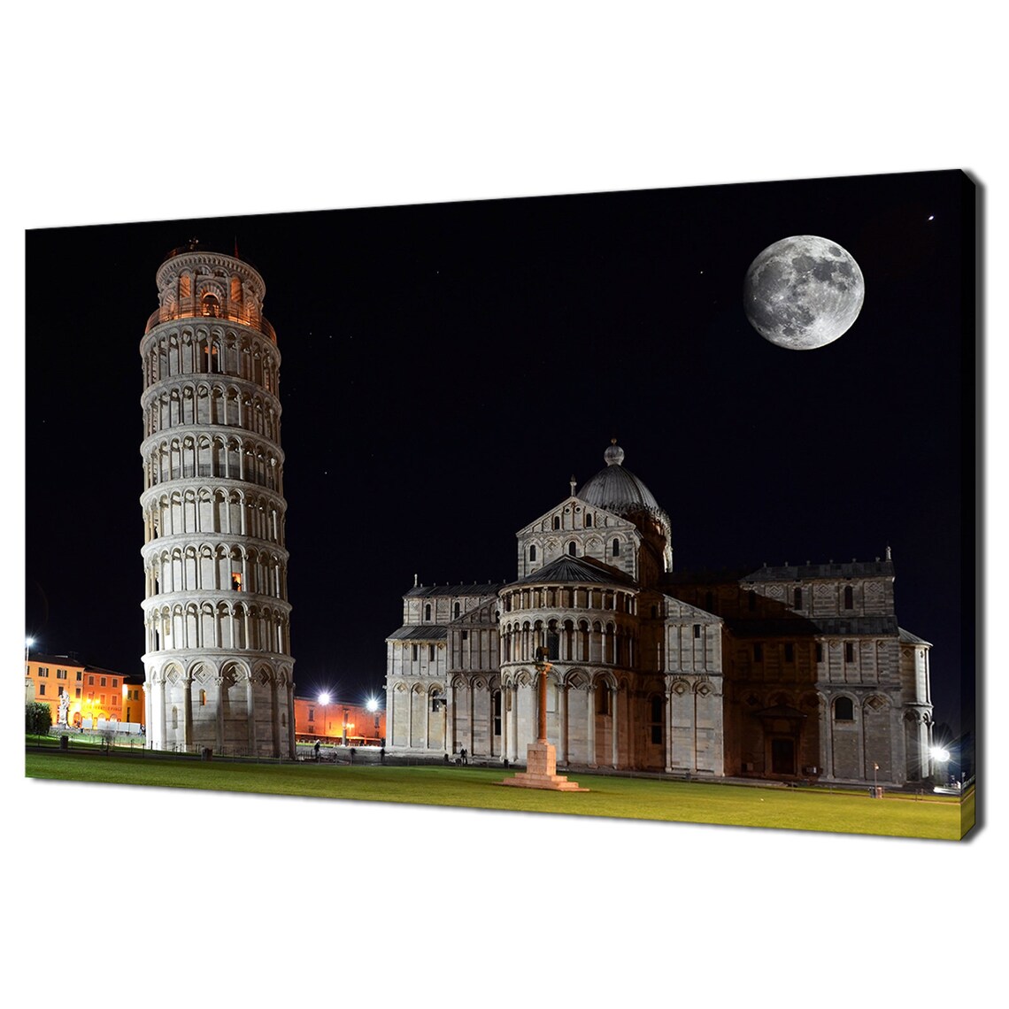 Leaning Tower Of Pisa Cathedral Night Full Moon Italy Landmark Poster