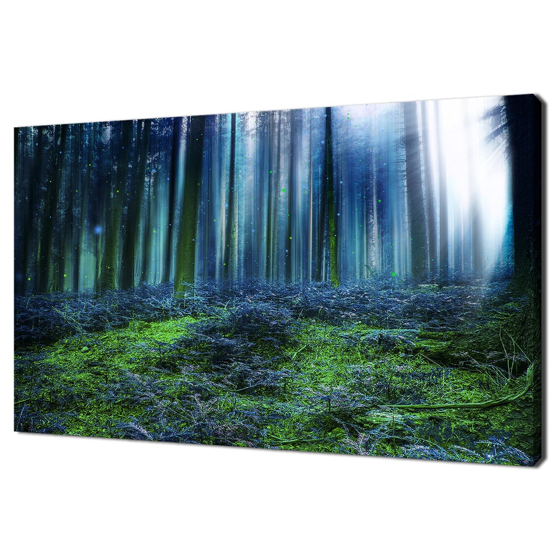Blue Magical Fairytale Forest Landscape Modern Design Print Wall Art Picture