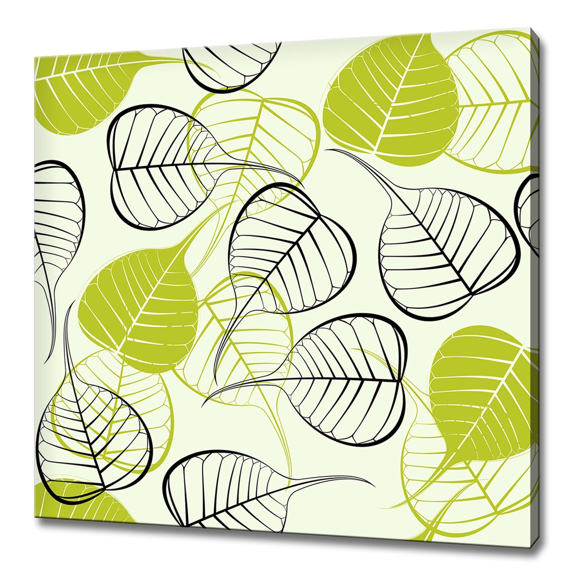 Green Black Leaf Line Art Botanical Minimalist Modern Design Poster