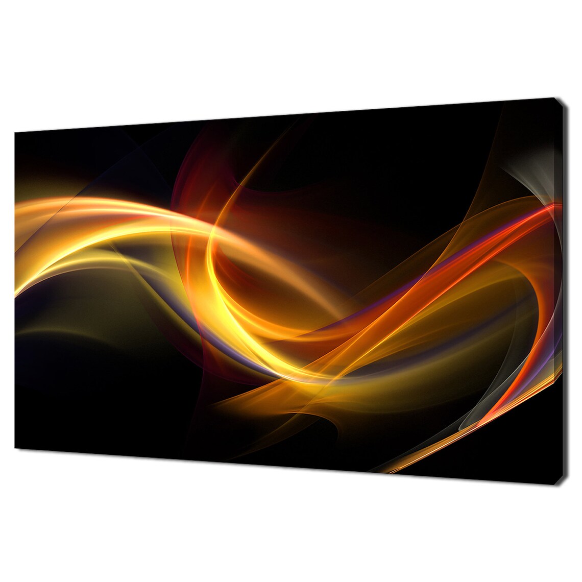 Yellow Golden Abstract Waves, Modern Design Art Print