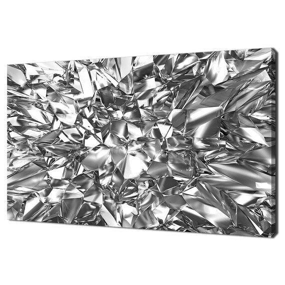 Abstract Crystal Clear Glass Silver Grey Modern Design Home Decor Print Wall Art Picture Wall Hanging