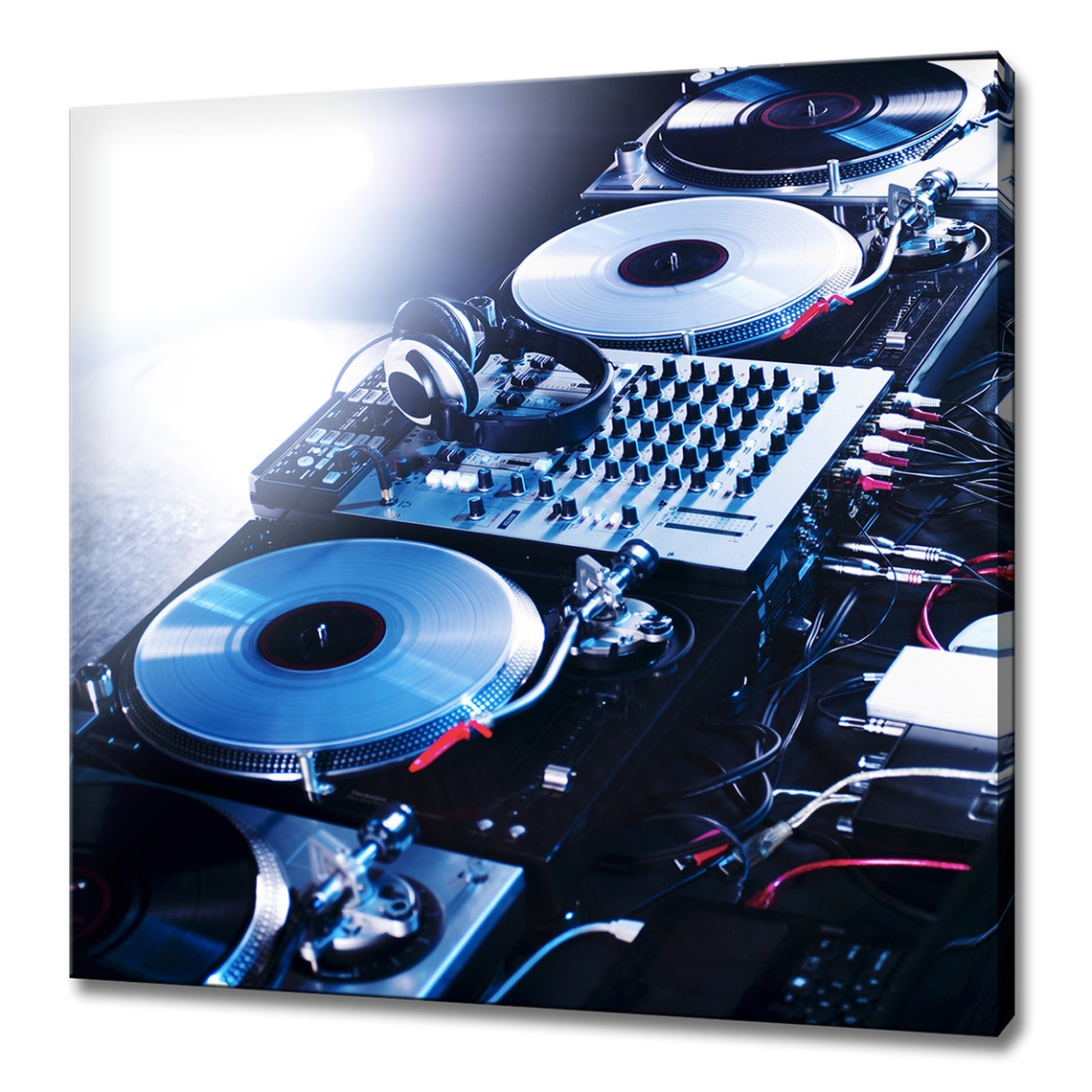 DJ Mixer Deck Turntables Vinyl Records Music Studio Wall Art Poster